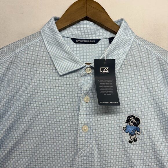 North Carolina Tar Heels Polo Shirt Men's XL Blue Geometric Retro Logo Golf NEw - Picture 3 of 8